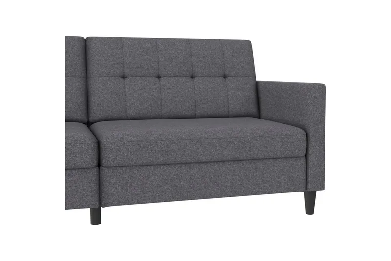 Sovesofa Hartford 203x83x82 cm, Grå, Linnedstoflook (100% Polyester - 203x83x82 cm, Grå, Linnedstoflook (100% Polyester - Møbler - Sofaer - Sovesofaer