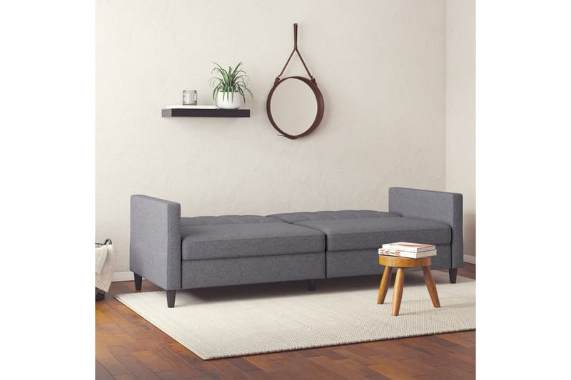 Sovesofa Hartford 203x83x82 cm, Grå, Linnedstoflook (100% Polyester - 203x83x82 cm, Grå, Linnedstoflook (100% Polyester - Møbler - Sofaer - Sovesofaer