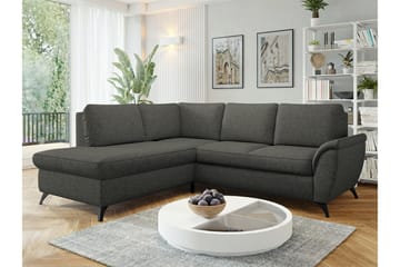 Hereford 3-sæders Venstre Hjørnesovesofa 126x185 cm med Opbevaring i Stof - Mørkegrå - Møbler - Sofaer - Sovesofaer