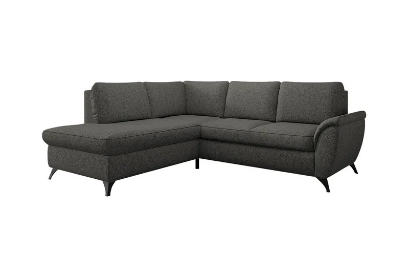Hereford 3-sæders Venstre Hjørnesovesofa 126x185 cm med Opbevaring i Stof, Mørkegrå