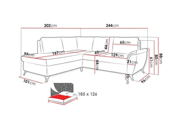 Hereford 3-pers. Hjørnesovesofa - Møbler - Sofaer - Sovesofaer