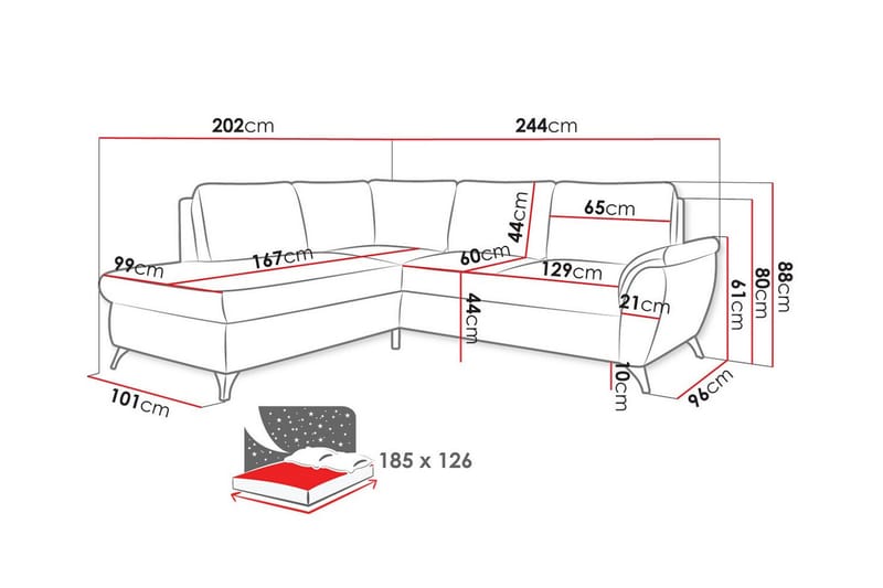 Hereford 3-pers. Hjørnesovesofa - Beige/Lys beige - Sovesofaer - Hjørnesovesofa