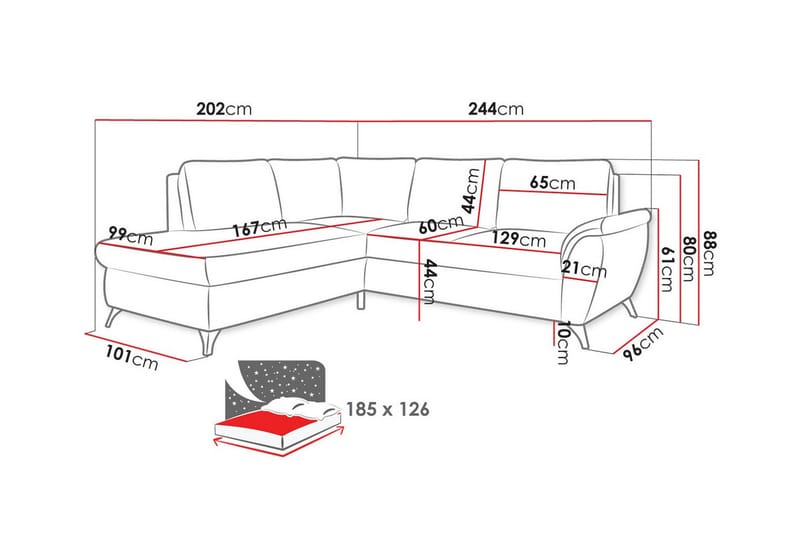 Hereford 3-pers. Hjørnesovesofa - Beige - Sovesofaer - Hjørnesovesofa