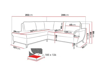 Hereford 3-pers. Hjørnesovesofa - Møbler - Sofaer - Sovesofaer