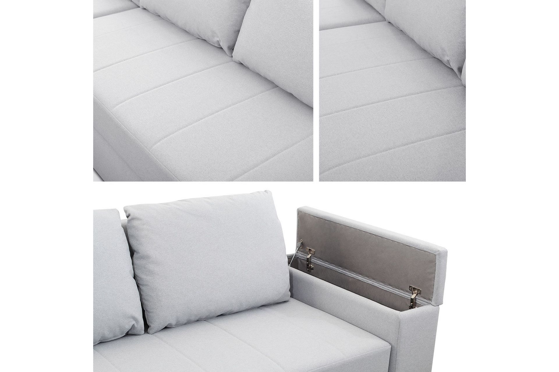 Herosa 3-Pers. Sovesofa med Chaiselong med Opbevaring - Lysegrå - Møbler - Sofaer - Sovesofaer