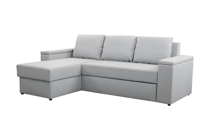 Herosa 3-Pers. Sovesofa med Chaiselong med Opbevaring, Lysegrå