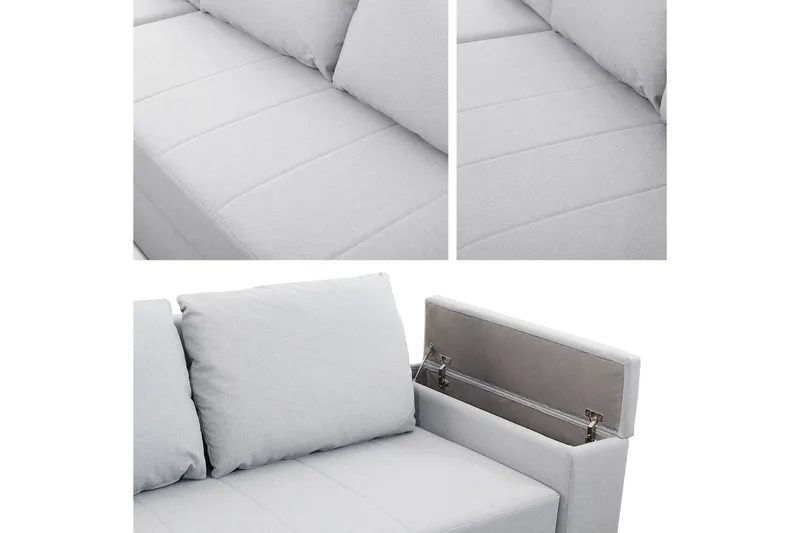 Herosa 3-Pers. Sovesofa med Chaiselong med Opbevaring - Blå/Grå - Møbler - Sofaer - Sovesofaer