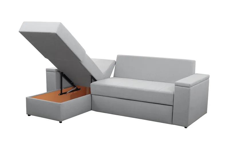 Herosa 3-Pers. Sovesofa med Chaiselong med Opbevaring - Blå/Grå - Møbler - Sofaer - Sovesofaer