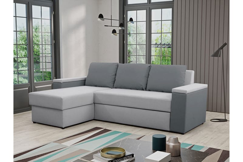 Herosa 3-Pers. Sovesofa med Chaiselong med Opbevaring - Grå - Møbler - Sofaer - Sovesofaer