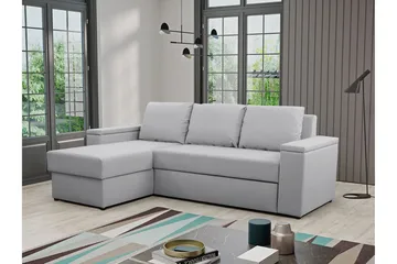 Herosa 3-Pers. Sovesofa med Chaiselong med Opbevaring - Lysegrå - Møbler - Sofaer - Sovesofaer