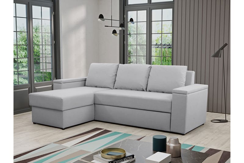 Herosa 3-Pers. Sovesofa med Chaiselong med Opbevaring - Lysegrå - Møbler - Sofaer - Sovesofaer
