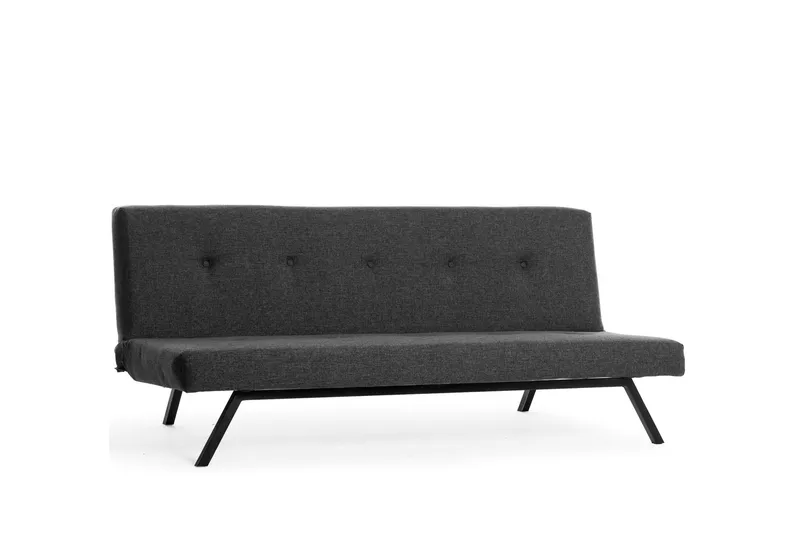 Hetalia 3-sæders Sovesofa med Langsgående Liggeflade 102x180 cm i Stof, Mørkegrå