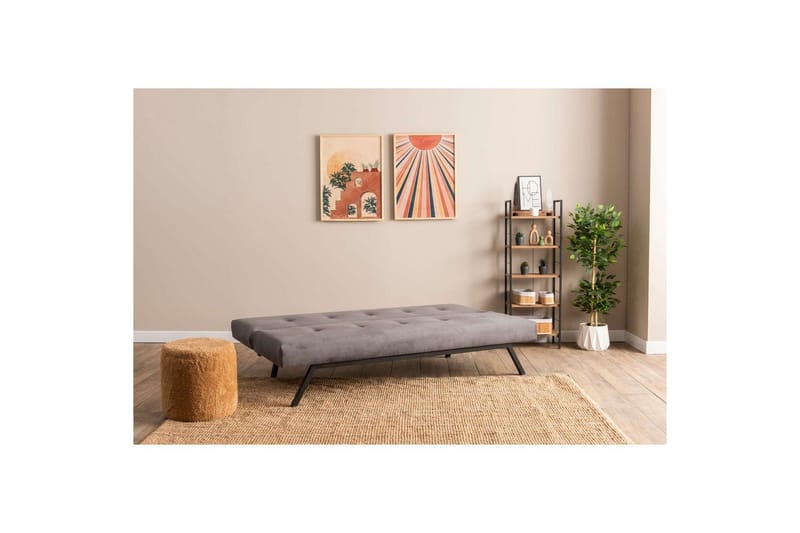 Hetalia 3-personers Rektangulær Sovesofa 100x180 cm i Stof - Grå - Møbler - Sofaer - Sovesofaer