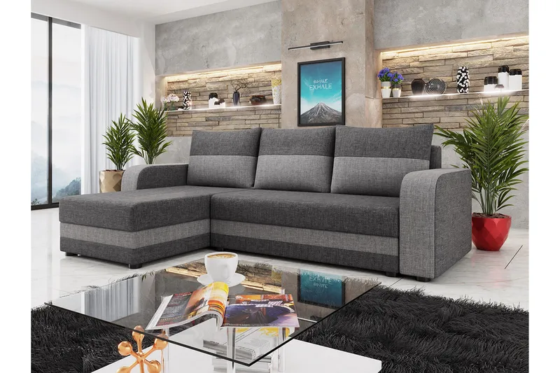 Hewlet 3-Pers. Chaiselongsovesofa Venstre - Grå - Møbler - Sofaer - Sovesofaer