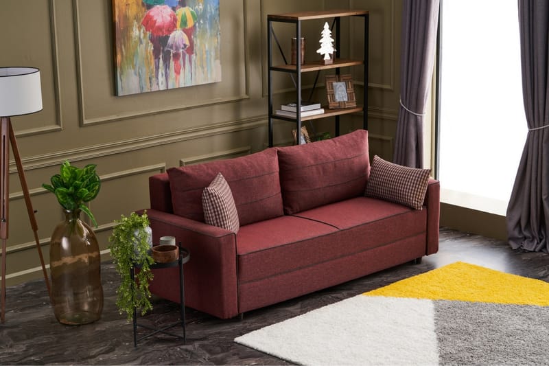 Highbank Sovesofa 3-Pers. 185x150 - Rød - Møbler - Sofaer - Sovesofaer