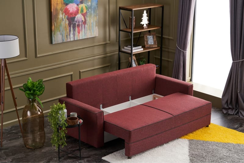 Highbank Sovesofa 3-Pers. 185x150 - Rød - Møbler - Sofaer - Sovesofaer