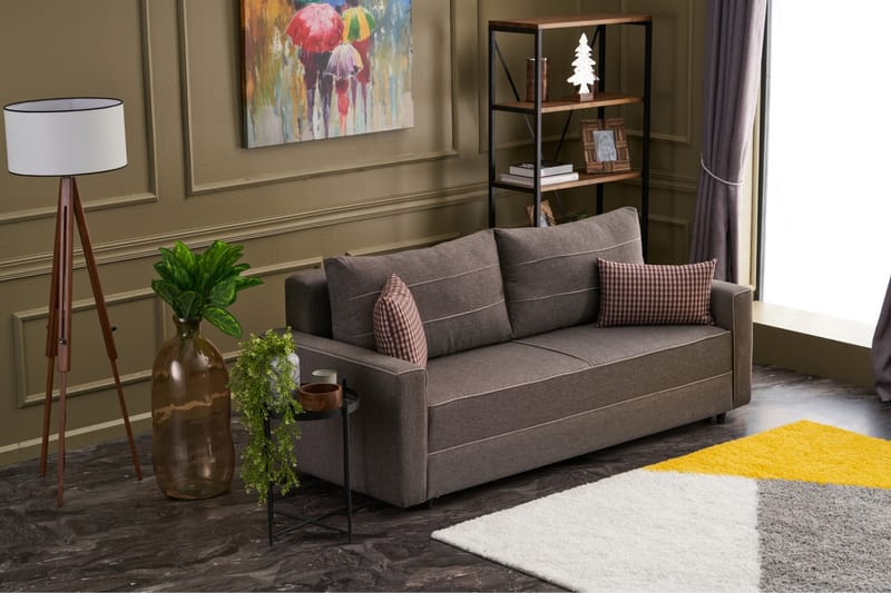 Highbank Sovesofa 3-Pers. 185x150 - Brun - Møbler - Sofaer - Sovesofaer