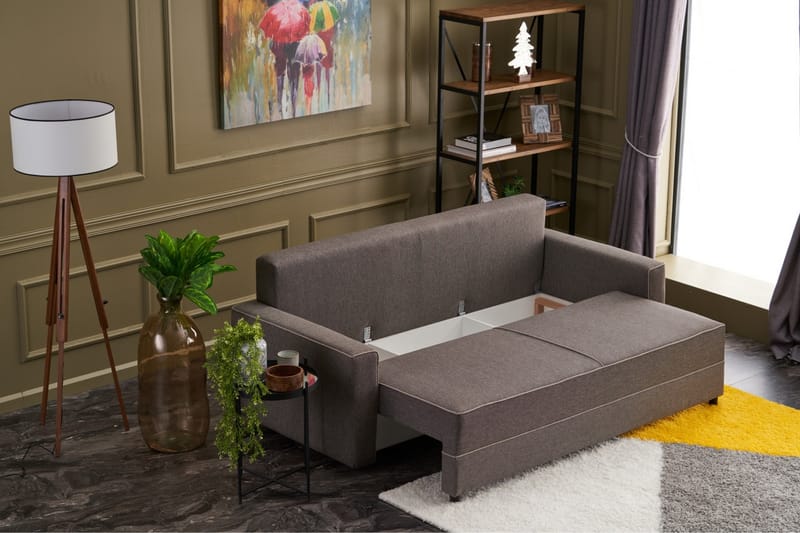 Highbank Sovesofa 3-Pers. 185x150 - Brun - Møbler - Sofaer - Sovesofaer