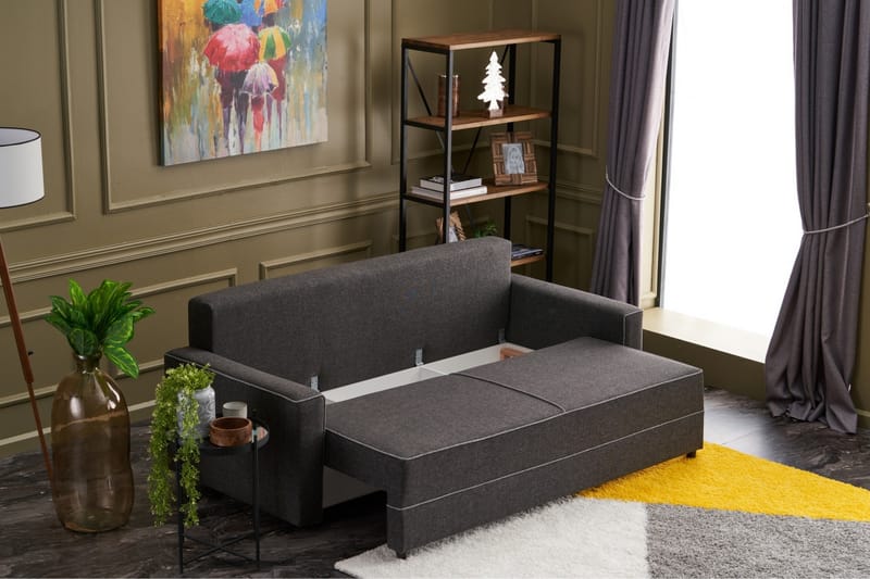 Highbank Sovesofa 3-Pers. 185x150 - Antracit - Møbler - Sofaer - Sovesofaer