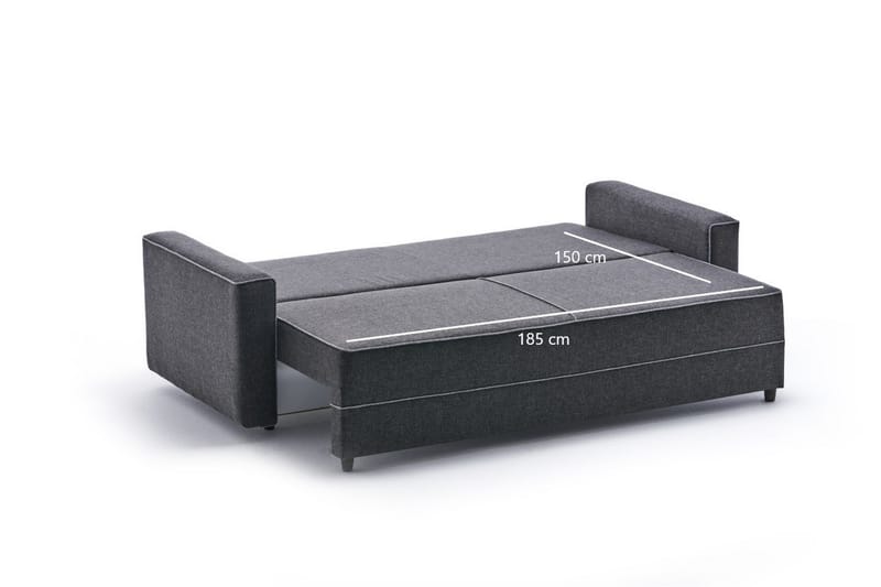 Highbank Sovesofa 3-Pers. 185x150 - Antracit - Møbler - Sofaer - Sovesofaer
