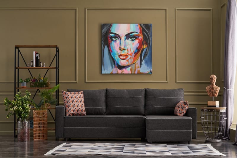 Highbank Sovesofa m. Chaiselong 4-Pers. 200x150 - Antracit - Møbler - Sofaer - Sovesofaer