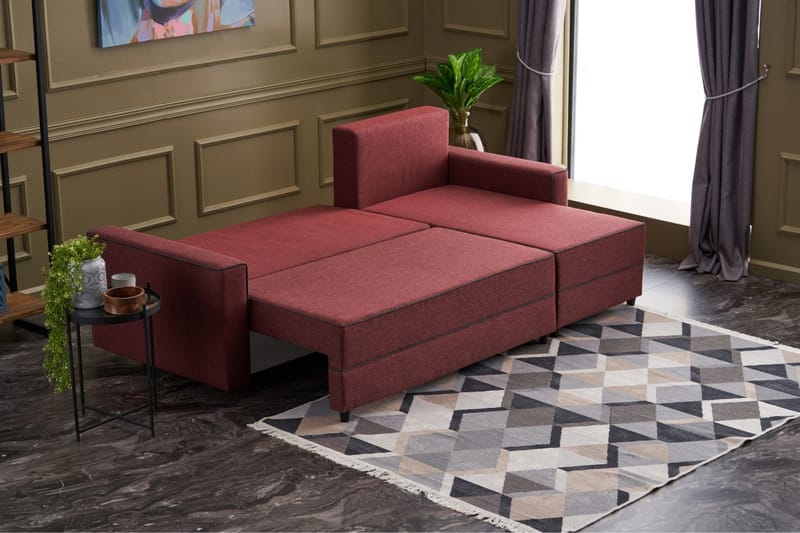 Highbank Sovesofa m. Chaiselong 4-Pers. 200x150 - Rød - Sovesofaer - Sovesofa chaiselong