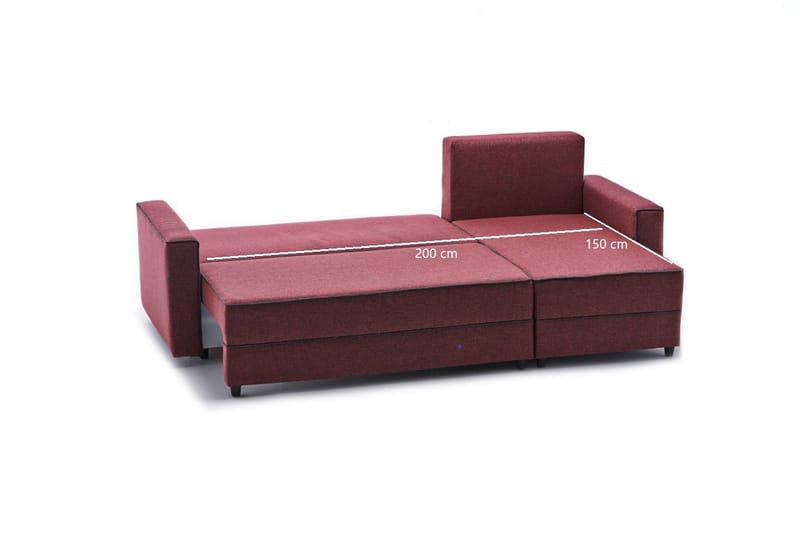 Highbank Sovesofa m. Chaiselong 4-Pers. 200x150 - Rød - Sovesofaer - Sovesofa chaiselong