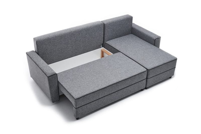 Highbank Sovesofa m. Chaiselong 4-Pers. 200x150 - Grå - Møbler - Sofaer - Sovesofaer