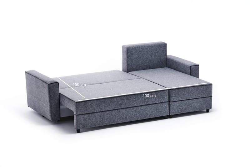 Highbank Sovesofa m. Chaiselong 4-Pers. 200x150 - Grå - Møbler - Sofaer - Sovesofaer