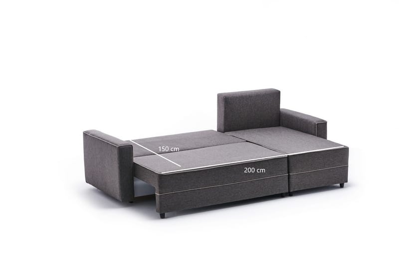 Highbank Sovesofa m. Chaiselong 4-Pers. 200x150 - Brun - Møbler - Sofaer - Sovesofaer