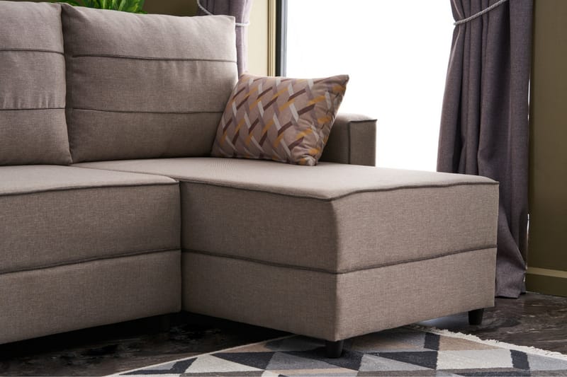Highbank Sovesofa m. Chaiselong 4-Pers. 200x150 - Cream - Møbler - Sofaer - Sovesofaer