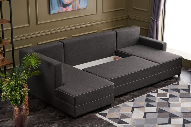 Highbank Sovesofa m. Chaiselong 4-Pers. 200x150 - Antracit - Sovesofaer - Sovesofa chaiselong