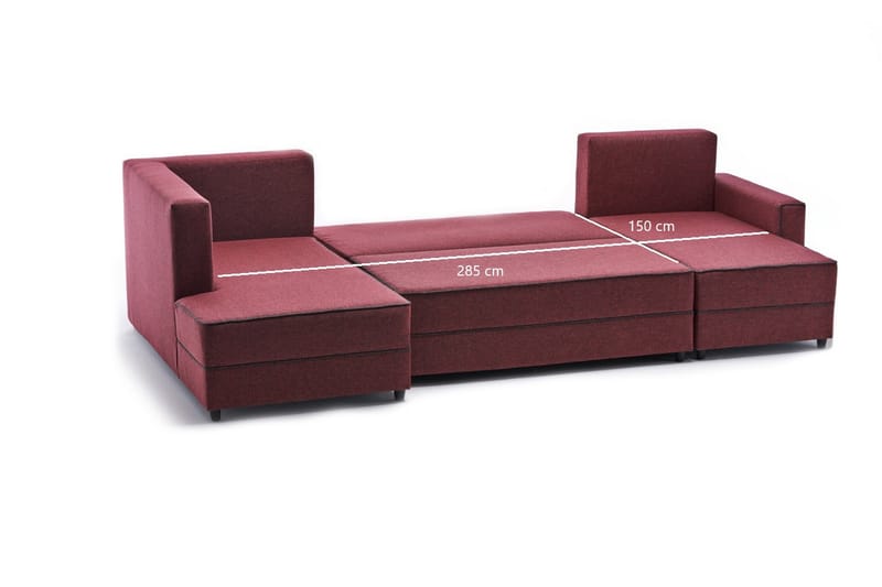 Highbank Sovesofa m. Chaiselong 4-Pers. 200x150 - Rød - Sovesofaer - Sovesofa chaiselong