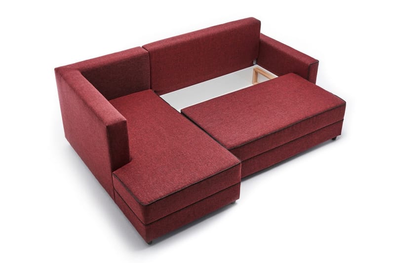 Highbank Sovesofa m. Chaiselong 4-Pers. 200x150 - Rød - Sovesofaer - Sovesofa chaiselong