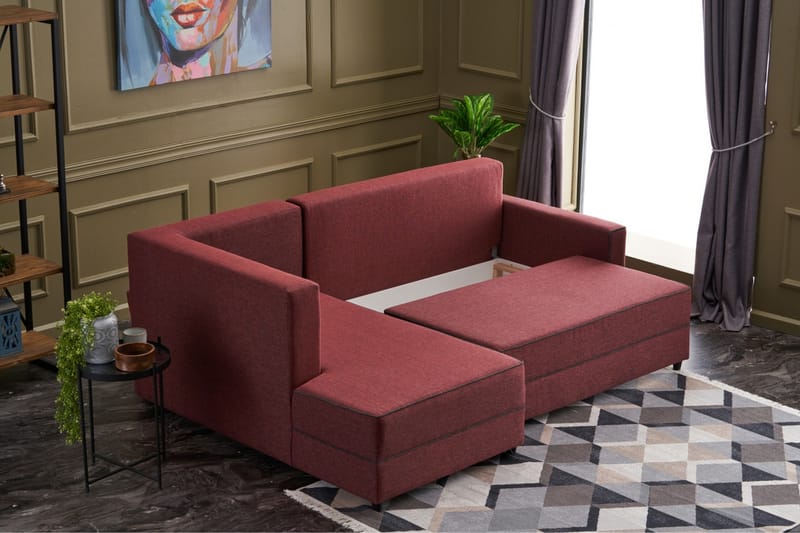 Highbank Sovesofa m. Chaiselong 4-Pers. 200x150 - Rød - Sovesofaer - Sovesofa chaiselong