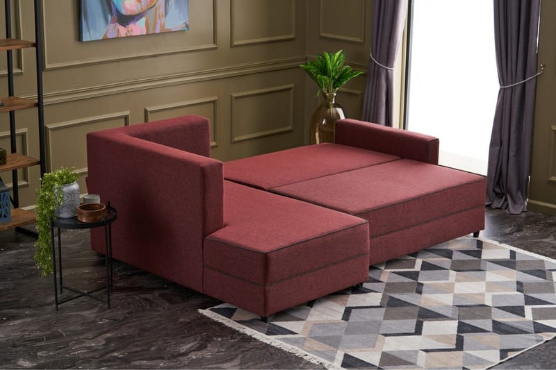 Highbank Sovesofa m. Chaiselong 4-Pers. 200x150 - Rød - Sovesofaer - Sovesofa chaiselong