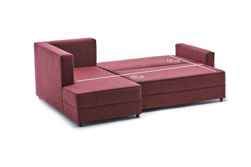 Highbank Sovesofa m. Chaiselong 4-Pers. 200x150 - Rød - Sovesofaer - Sovesofa chaiselong