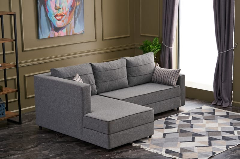 Highbank Sovesofa m. Chaiselong 4-Pers. 200x150 - Grå - Sovesofaer - Sovesofa chaiselong