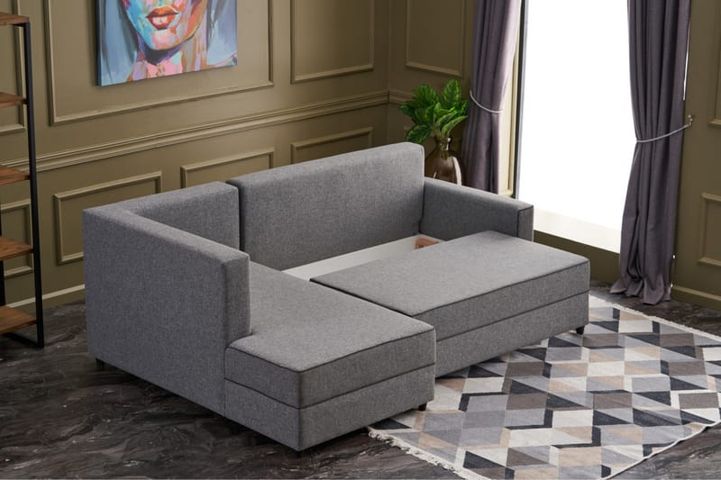 Highbank Sovesofa m. Chaiselong 4-Pers. 200x150 - Grå - Sovesofaer - Sovesofa chaiselong