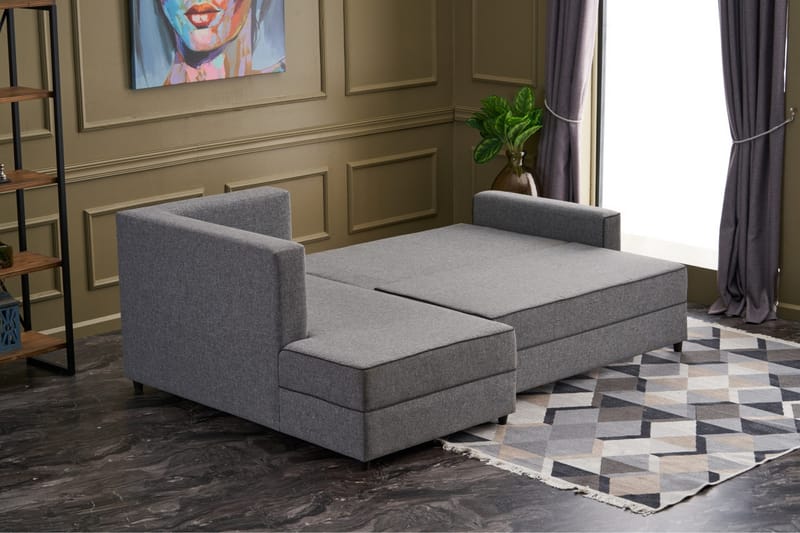 Highbank Sovesofa m. Chaiselong 4-Pers. 200x150 - Grå - Sovesofaer - Sovesofa chaiselong