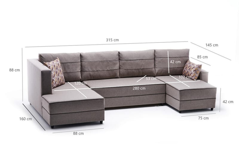 Highbank Sovesofa m. Chaiselong 4-Pers. 200x150 - Cream - Sovesofaer - Sovesofa chaiselong