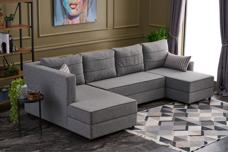 Highbank Sovesofa m. Chaiselong 4-Pers. 200x150 - Grå - Sovesofaer - Sovesofa chaiselong