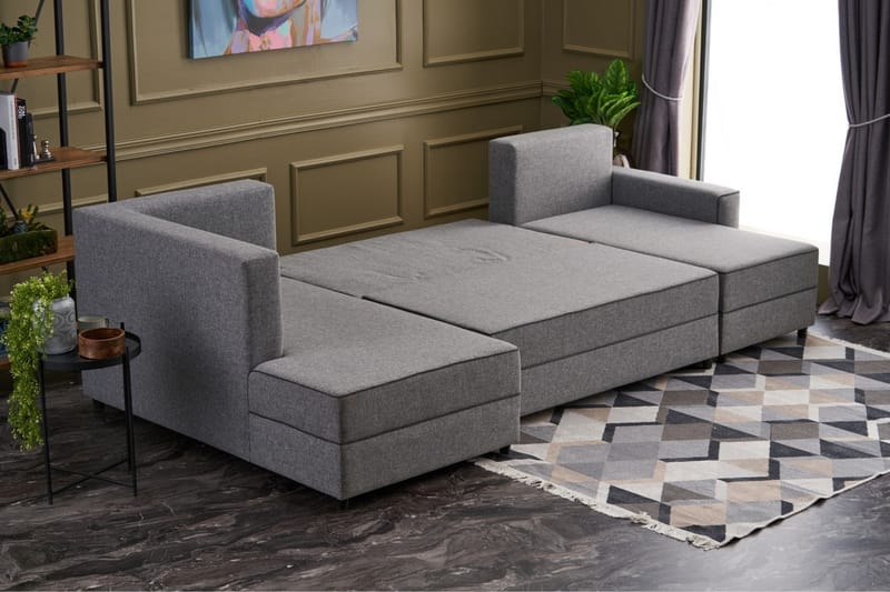 Highbank Sovesofa m. Chaiselong 4-Pers. 200x150 - Grå - Sovesofaer - Sovesofa chaiselong