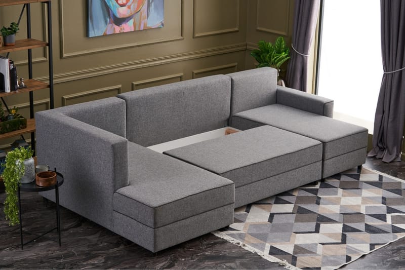 Highbank Sovesofa m. Chaiselong 4-Pers. 200x150 - Grå - Sovesofaer - Sovesofa chaiselong