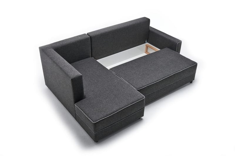 Highbank Sovesofa m. Chaiselong 4-Pers. 200x150 - Antracit - Møbler - Sofaer - Sovesofaer