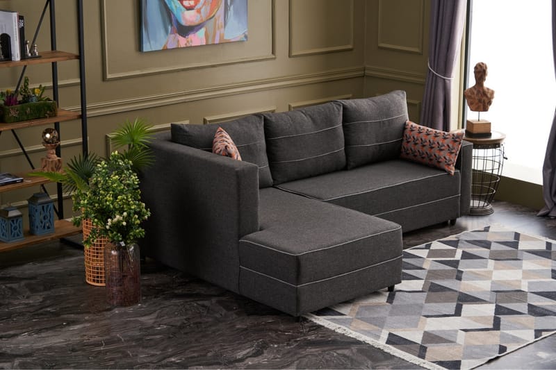 Highbank Sovesofa m. Chaiselong 4-Pers. 200x150 - Antracit - Sovesofaer - Sovesofa chaiselong