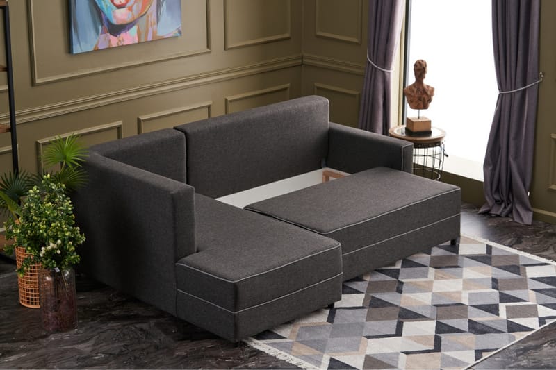 Highbank Sovesofa m. Chaiselong 4-Pers. 200x150 - Antracit - Sovesofaer - Sovesofa chaiselong