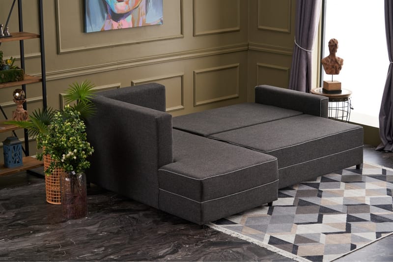 Highbank Sovesofa m. Chaiselong 4-Pers. 200x150 - Antracit - Sovesofaer - Sovesofa chaiselong