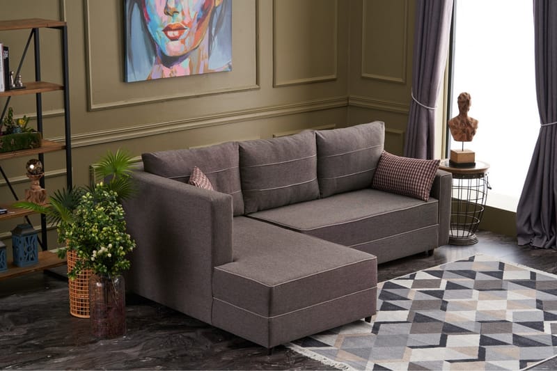 Highbank Sovesofa m. Chaiselong 4-Pers. 200x150 - Brun - Sovesofaer - Sovesofa chaiselong