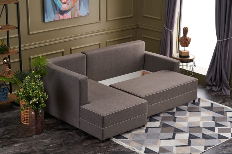 Highbank Sovesofa m. Chaiselong 4-Pers. 200x150 - Brun - Sovesofaer - Sovesofa chaiselong